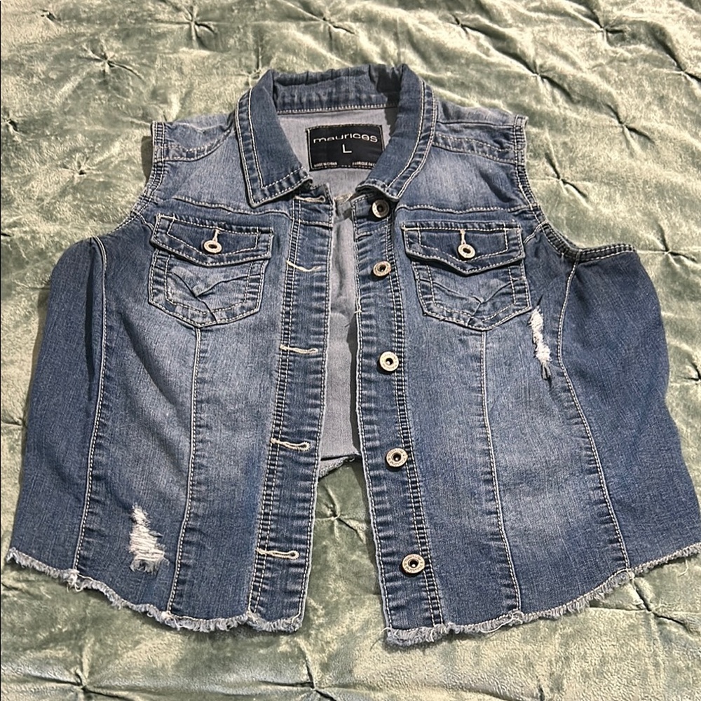 Maurices Blue Denim Vest